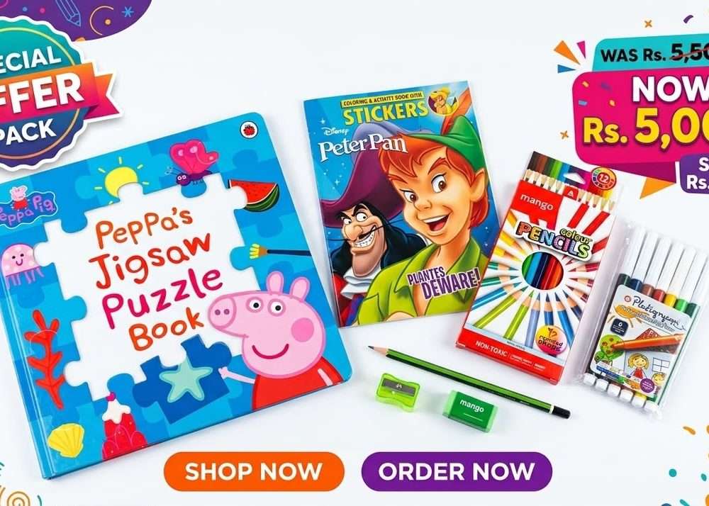 Kids' Activity & Creative Learning Bundle (Peppa Pig Puzzle, Peter Pan Colouring Book & Stationery Set)